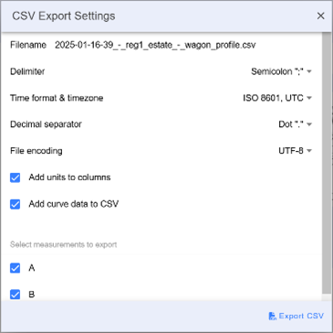 CSV export options