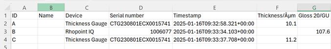 Data in Excel